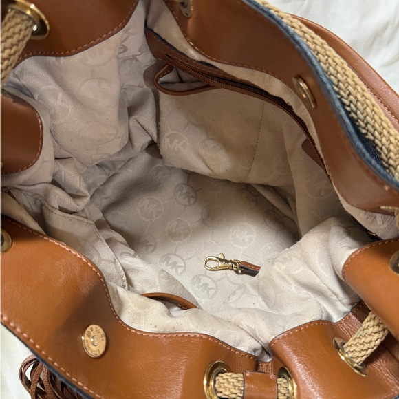 Michael Kors Navy and Tan Shoulder Bag - Gently Used - Picture 6 of 9